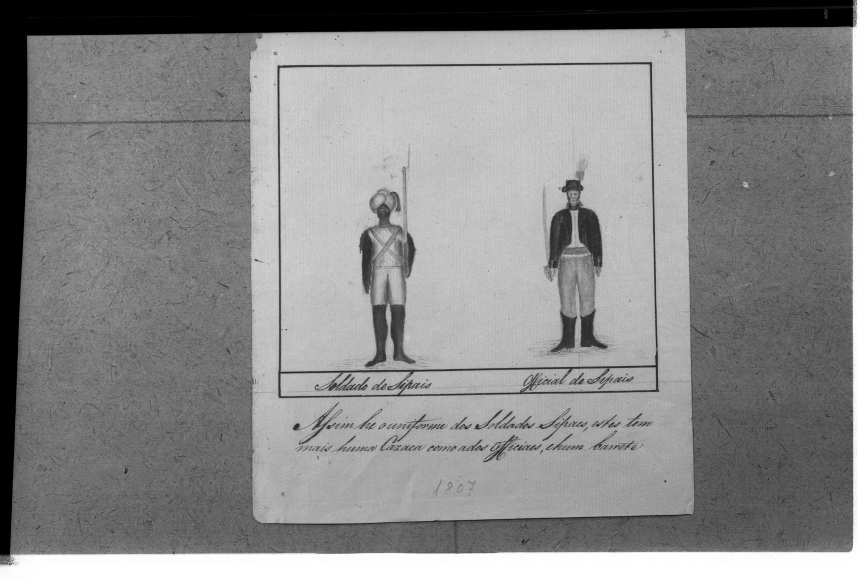 [Exposição Histórico-Militar] : uniformes de soldado e oficial de Sipais : India : 1807