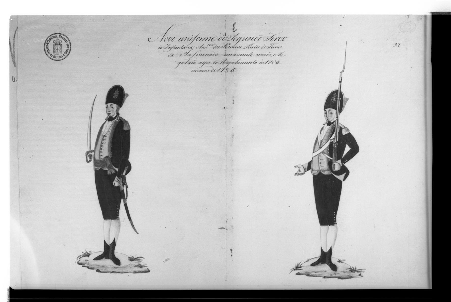 [Exposição Histórico-Militar] : uniforme do Segundo Terço de Infantaria Auxiliar dos homens Pardos do Termo do Inficionado : 1786