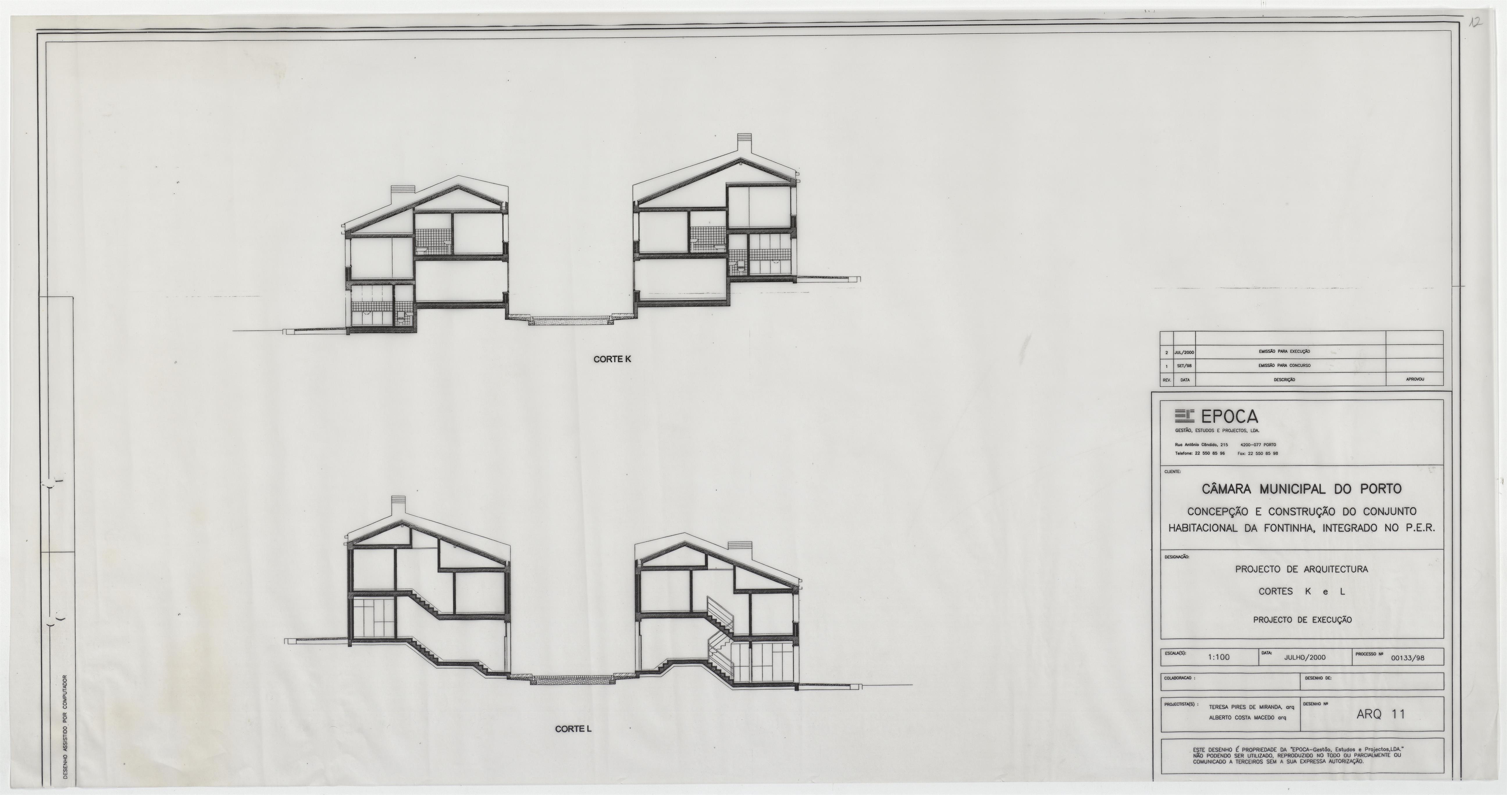 Conjunto habitacional da Fontinha integrado no PER : arquitetura : alçados/cortes