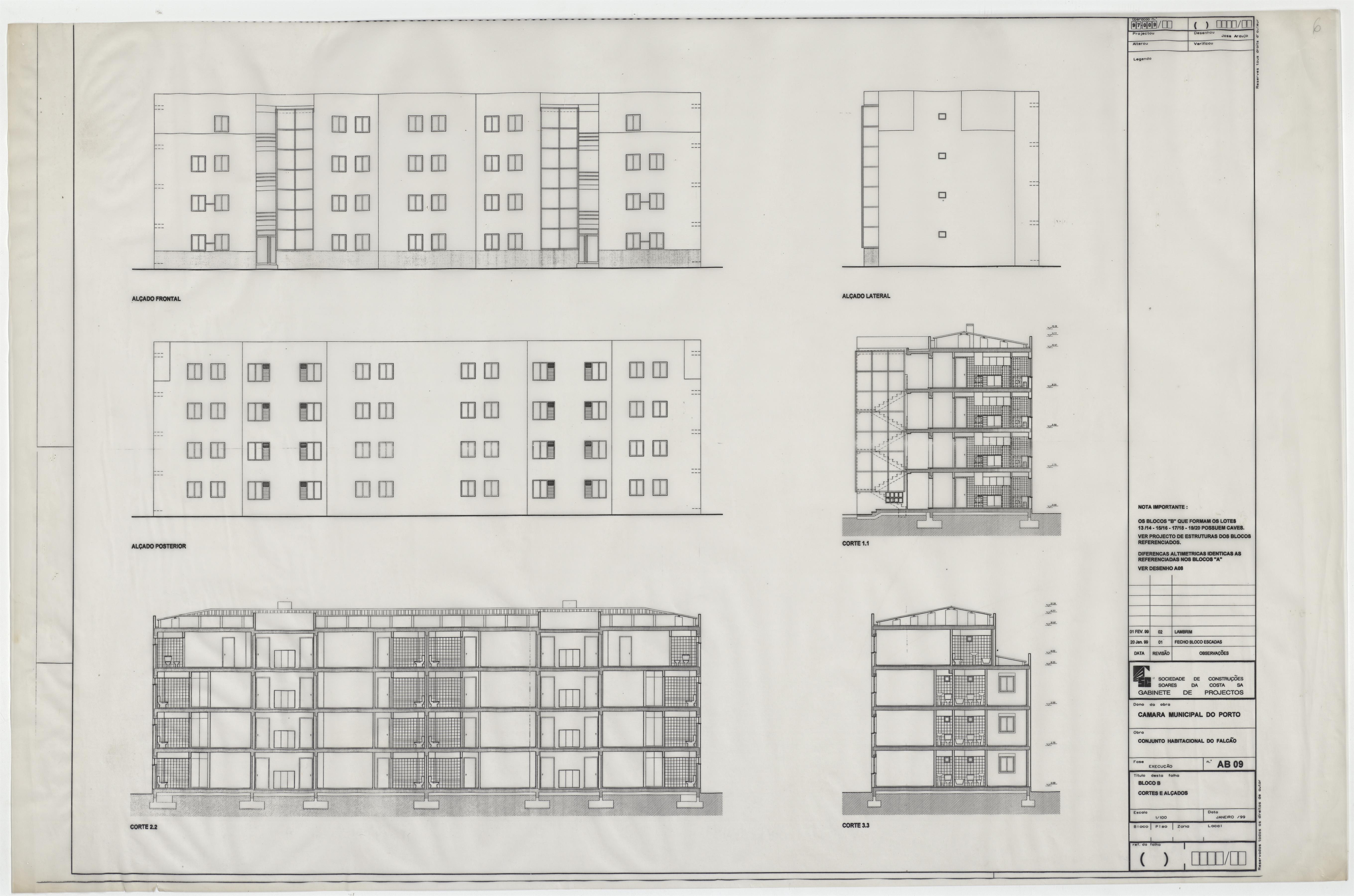 Conjunto habitacional do Falcão : arquitetura : alçados/cortes