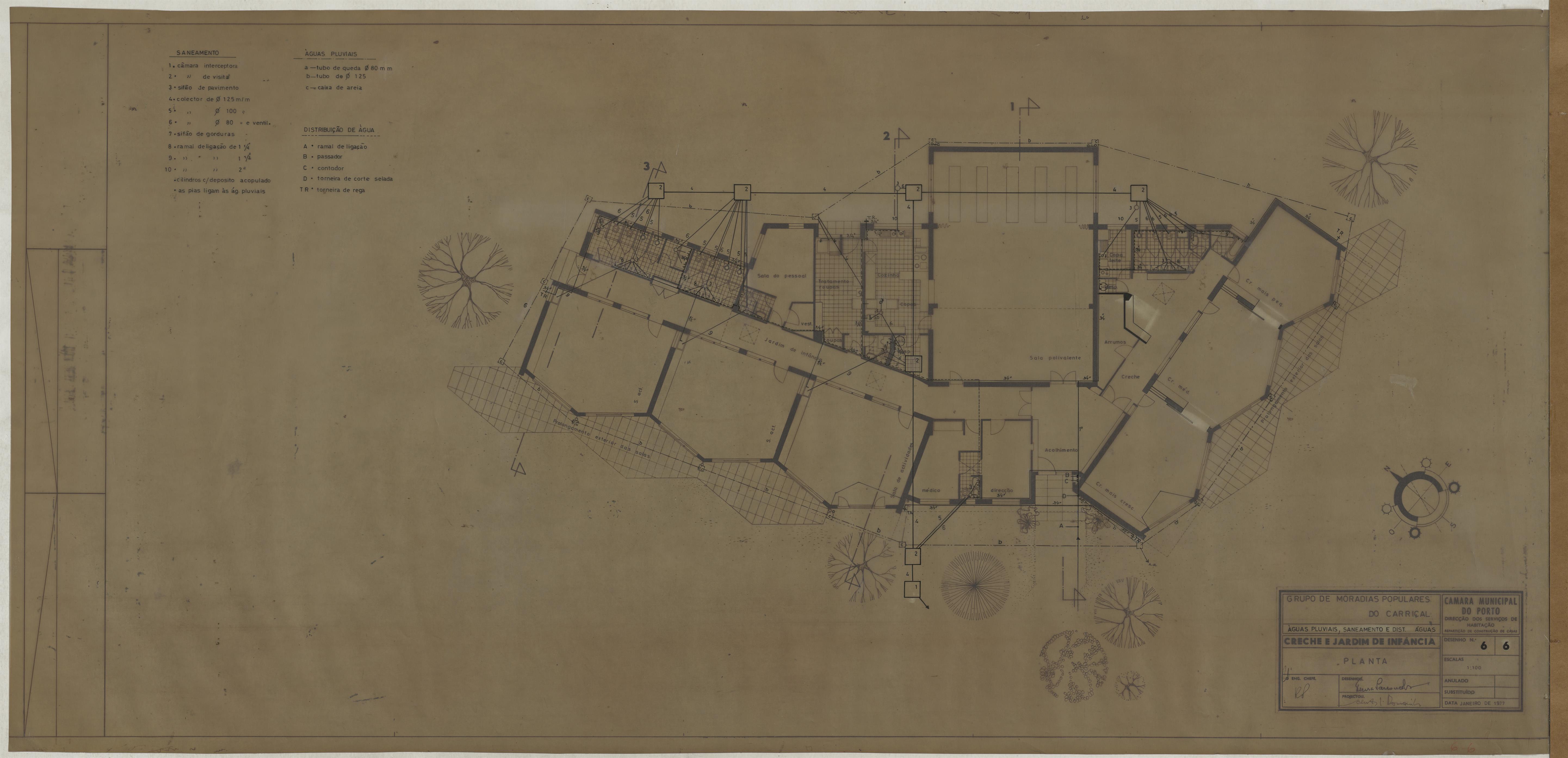 Grupo de Moradias Populares do Carriçal : creche e jardim de infância : águas pluviais, saneamento e distribuição de águas