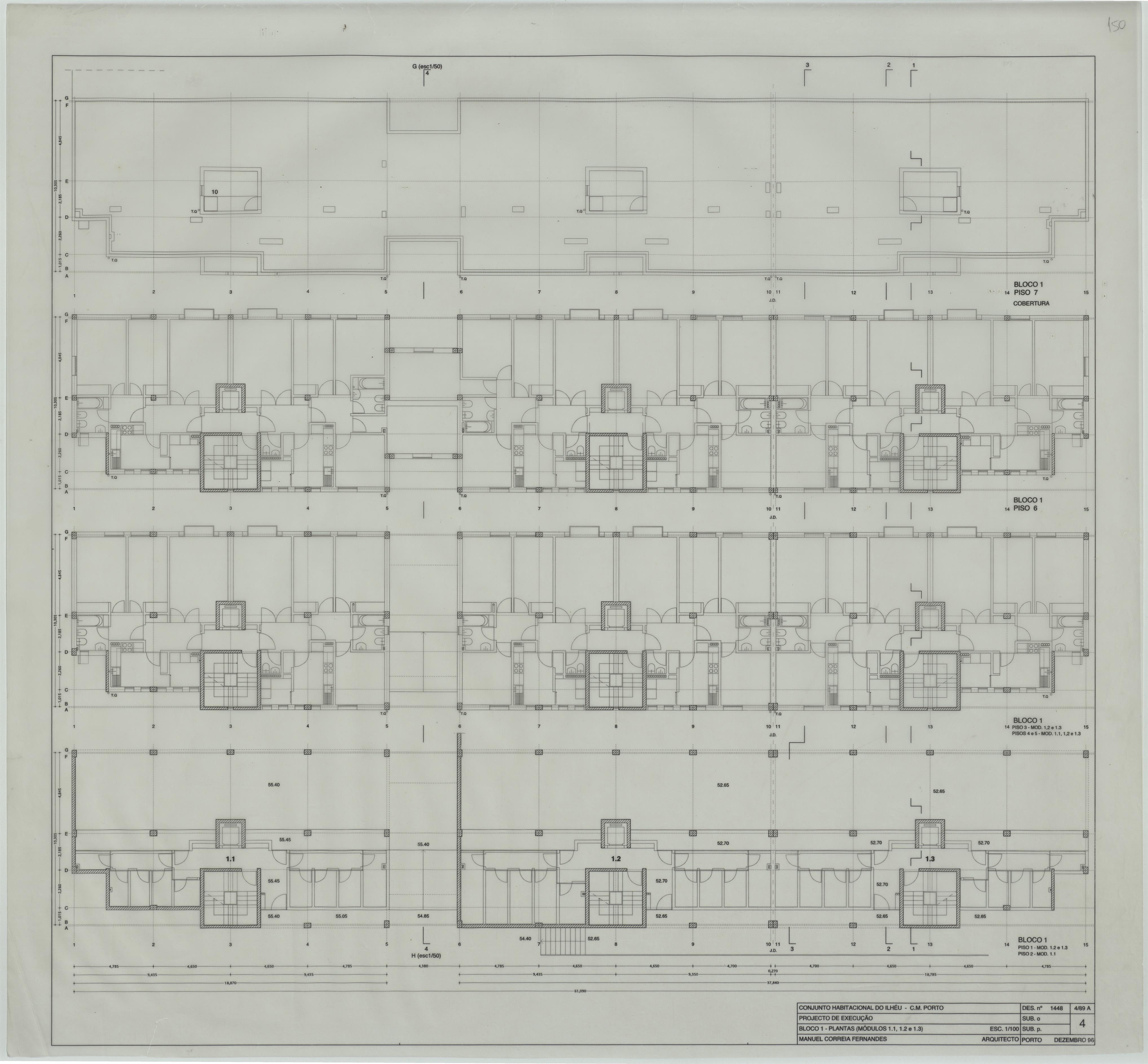 Conjunto habitacional do Ilhéu : arquitetura : plantas : bloco 1