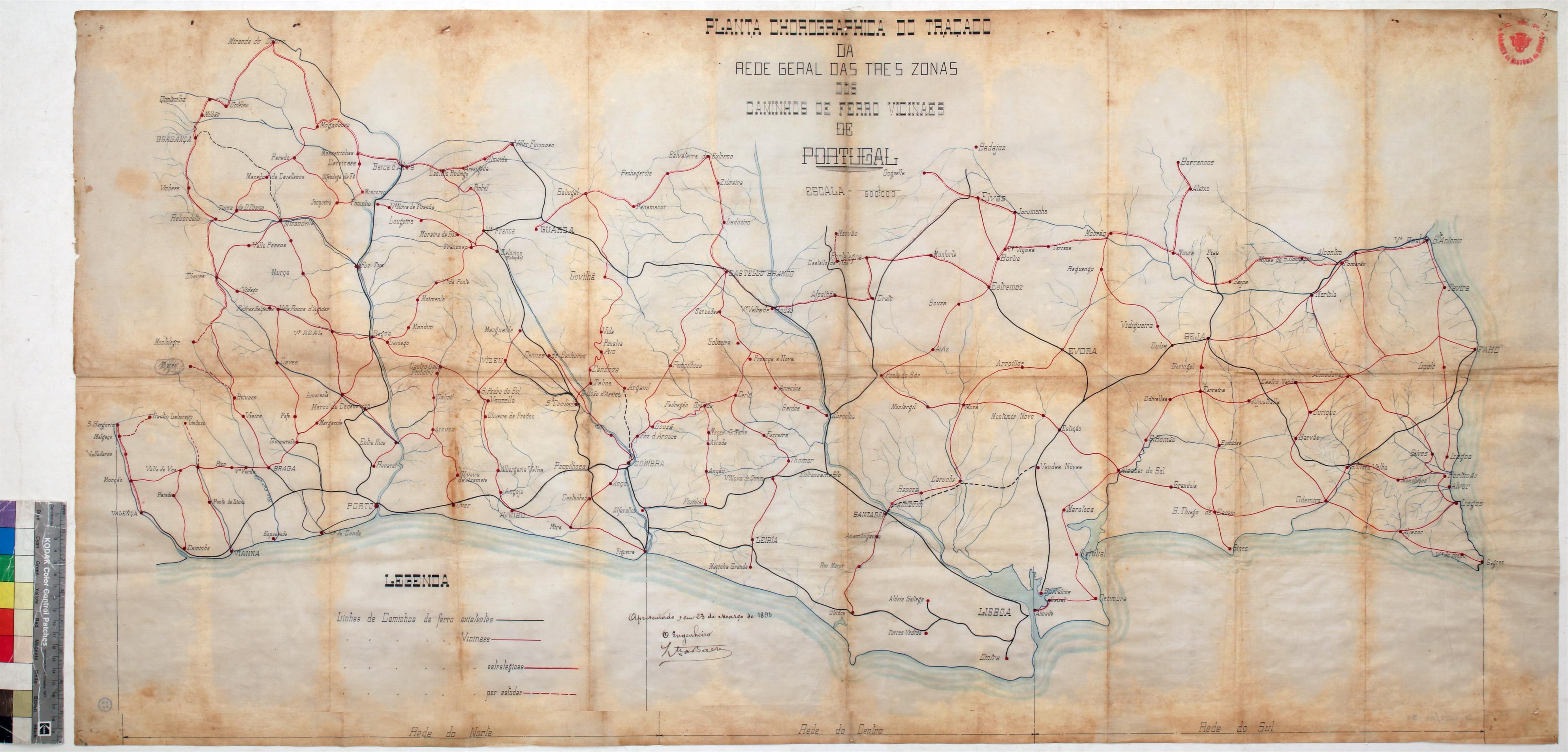 Planta corográfica do traçado (...) dos caminhos de ferro vicinais de Portugal