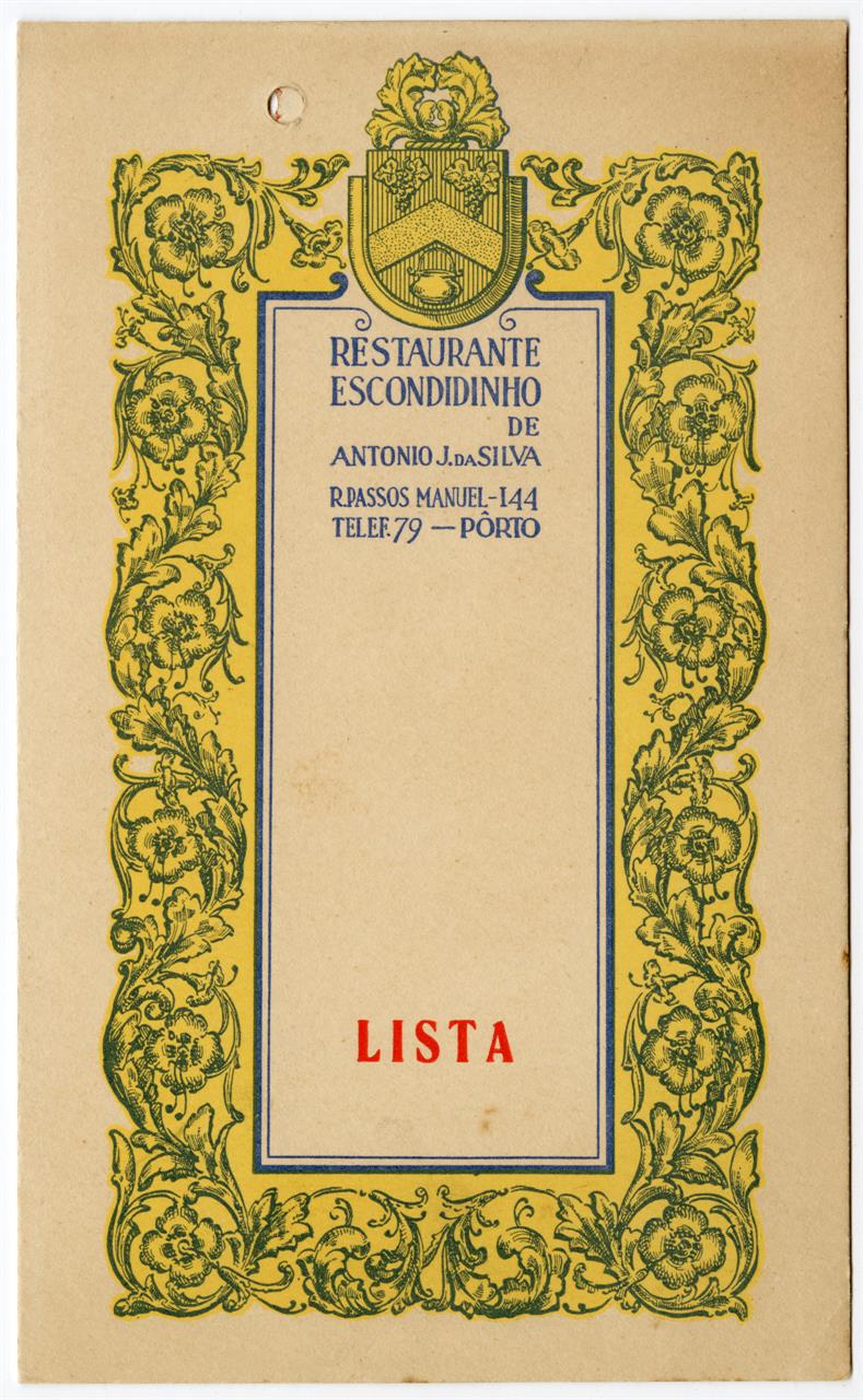 Restaurante Escondidinho de António J. da Silva : lista