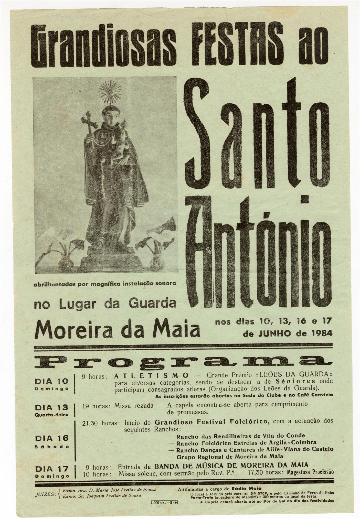 Grandiosas festas ao Santo António no lugar da Guarda, Moreira da Maia