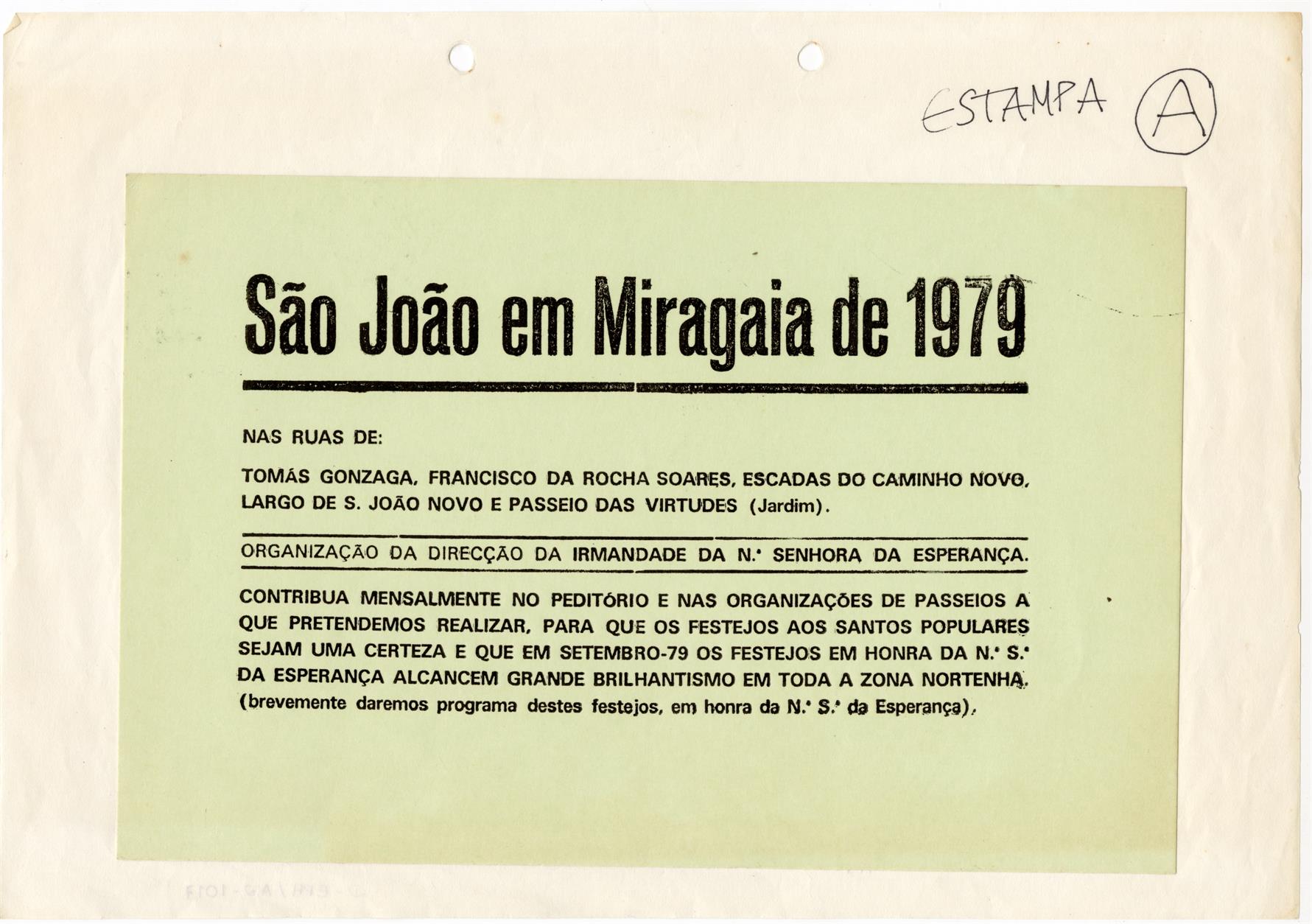 São João em Miragaia de 1979.