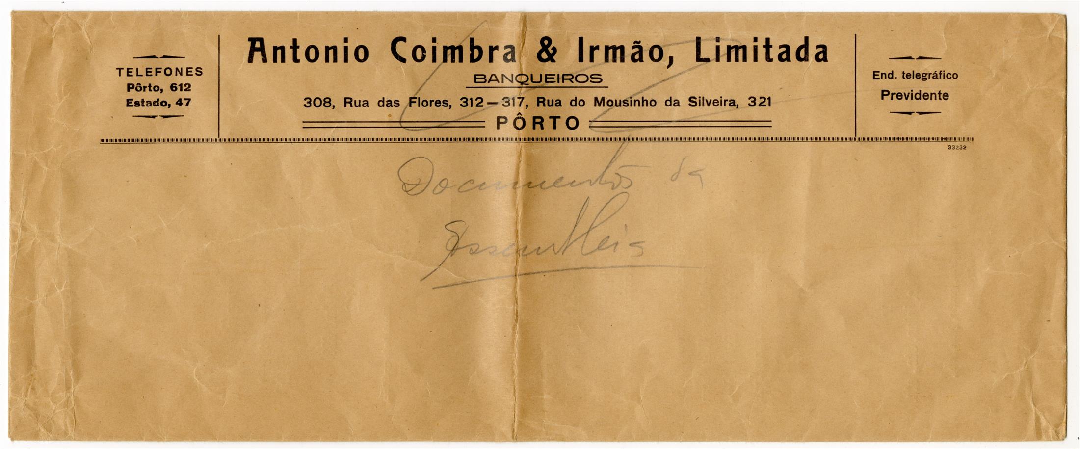 António Coimbra & Irmão, Lda. : banqueiros : compram e vendem cofres fortes de aluguer para guarda de documentos, valores, jóias, etc.