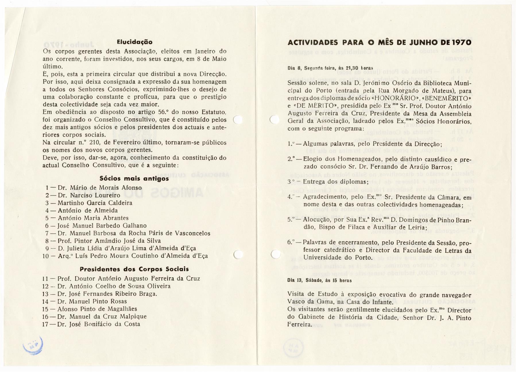Associação Cultural Amigos do Porto : Junho 1970