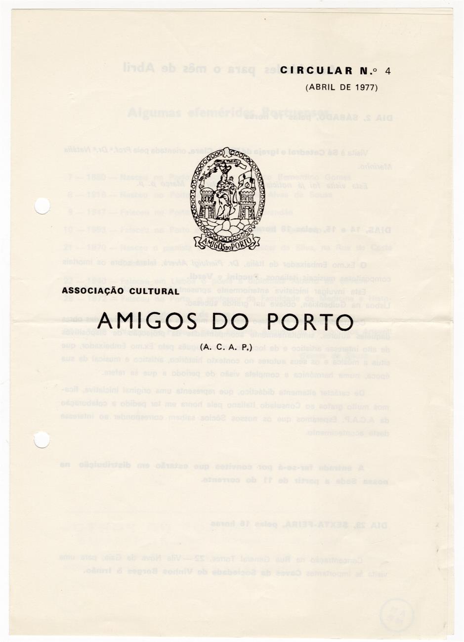 Associação Cultural Amigos do Porto : circular n.º 4