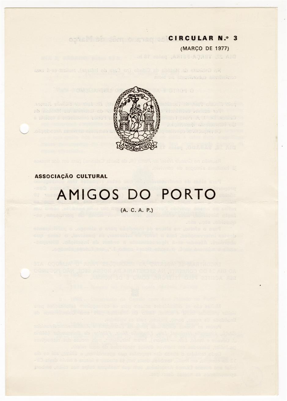 Associação Cultural Amigos do Porto : circular n.º 3