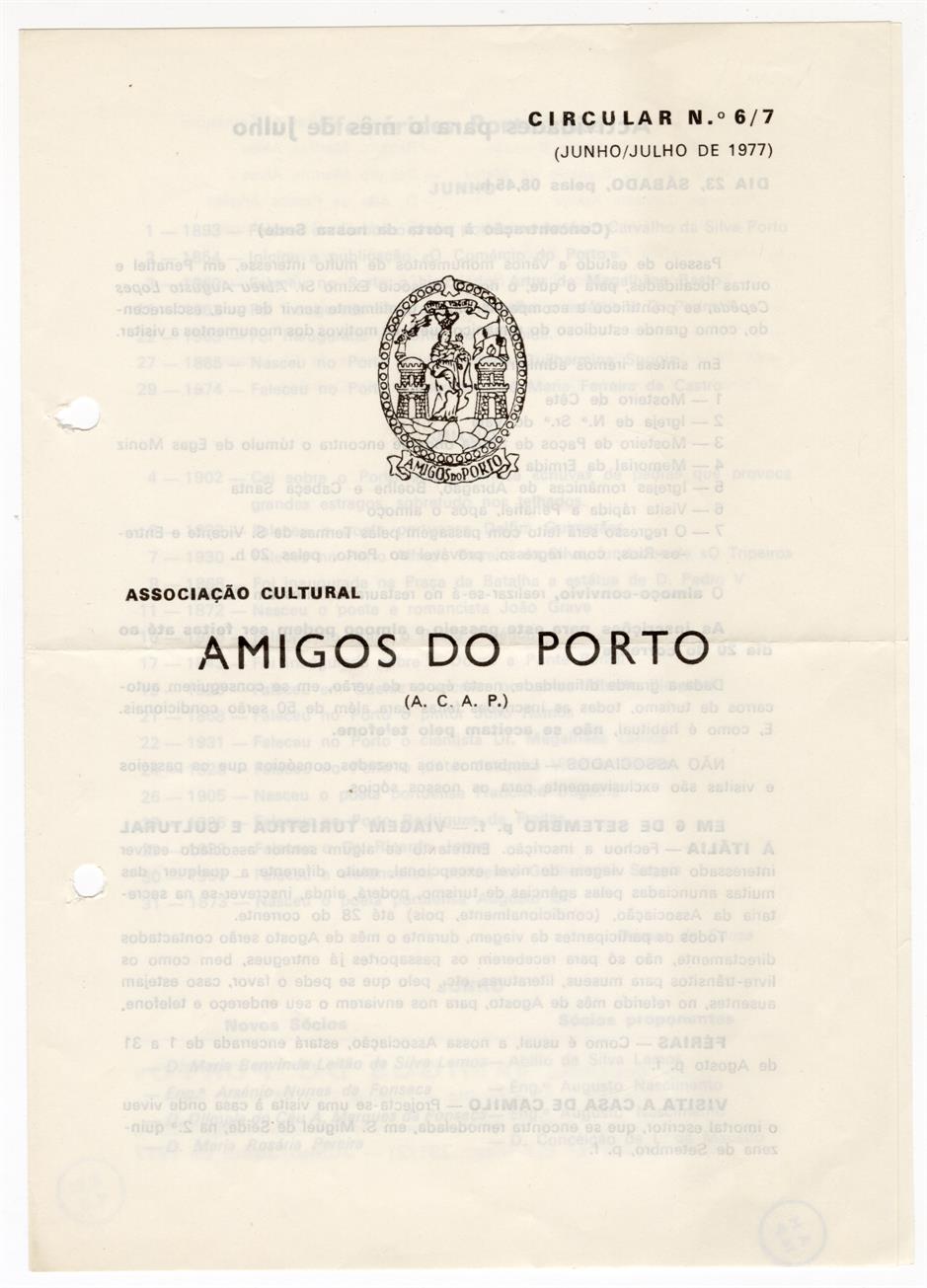 Associação Cultural Amigos do Porto : circular n.º 6/7