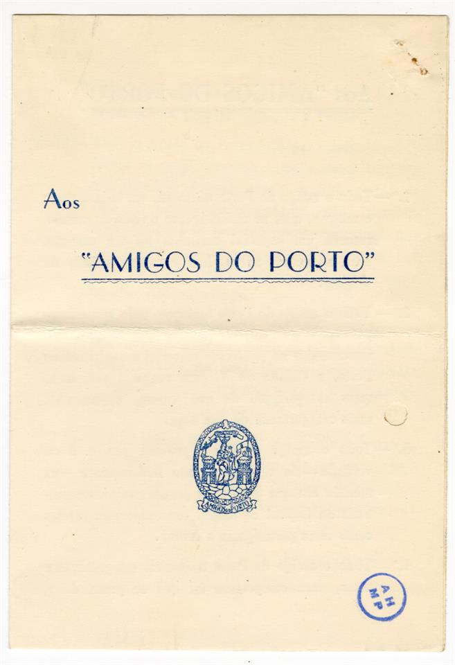 [Carta da Associação Cultural Amigos do Porto]
