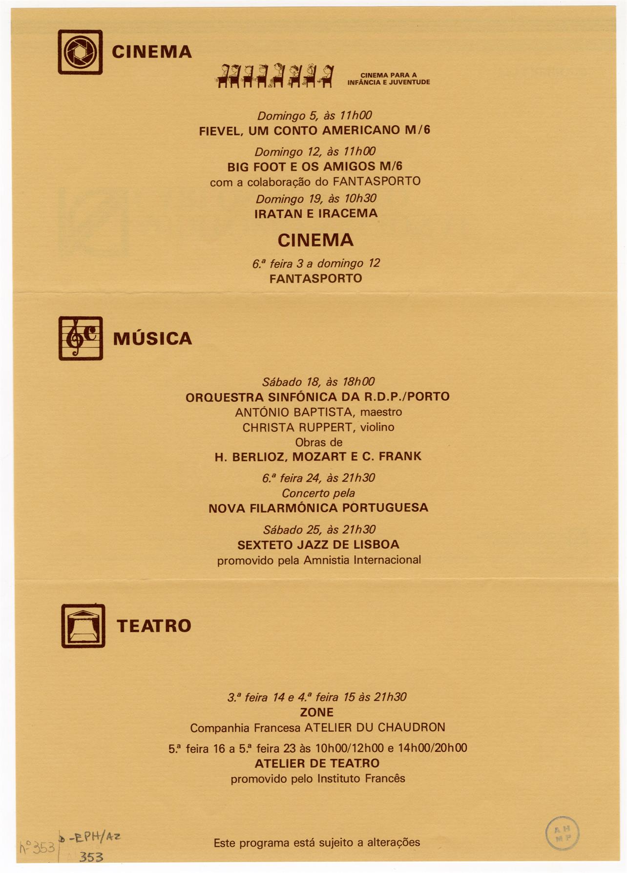 Auditório Nacional Carlos Alberto : cinema; música; teatro