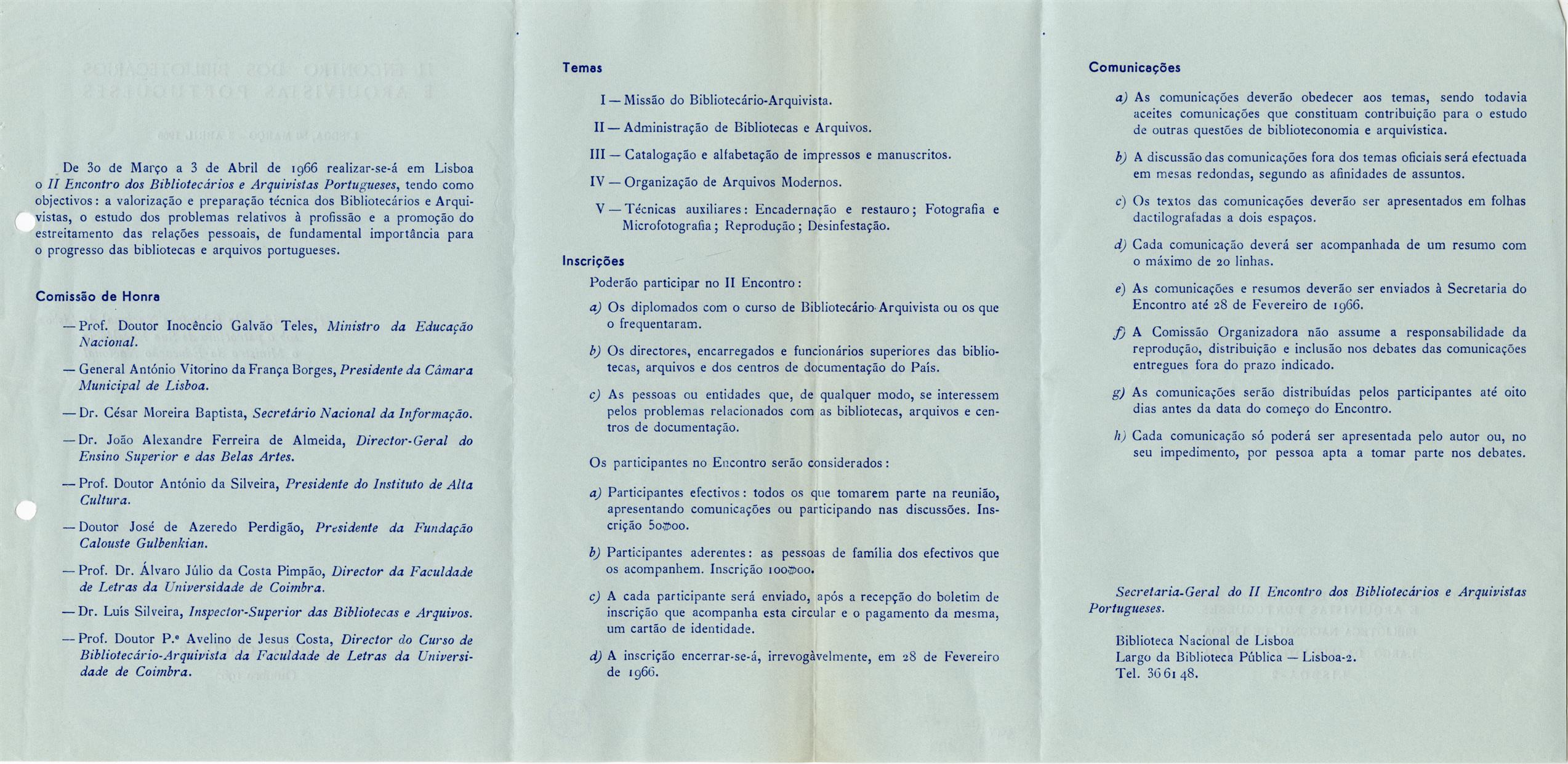 II Encontro dos Bibliotecários e Arquivistas Portugueses : segunda circular