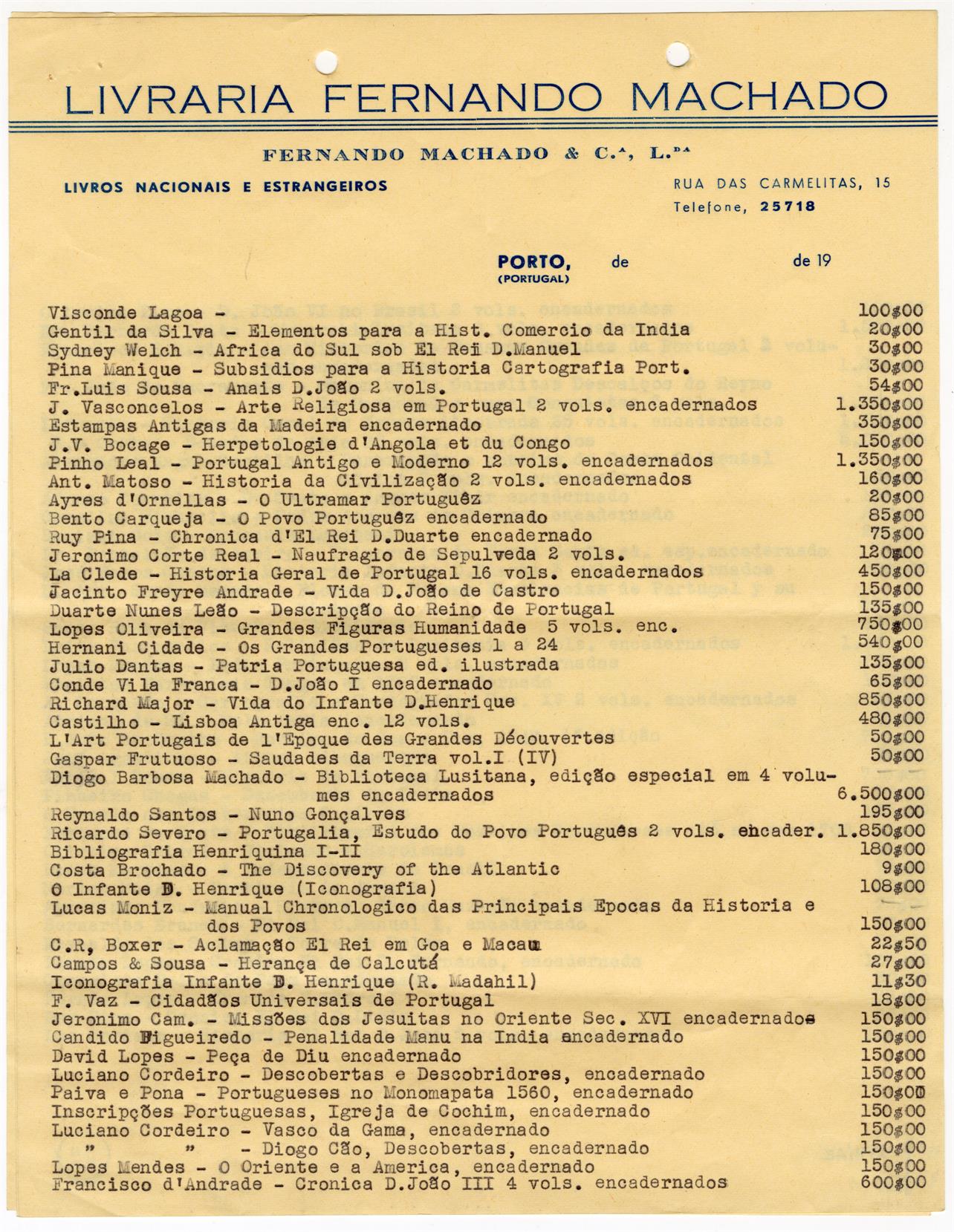 [Lista de livros da Livraria Fernando Machado]