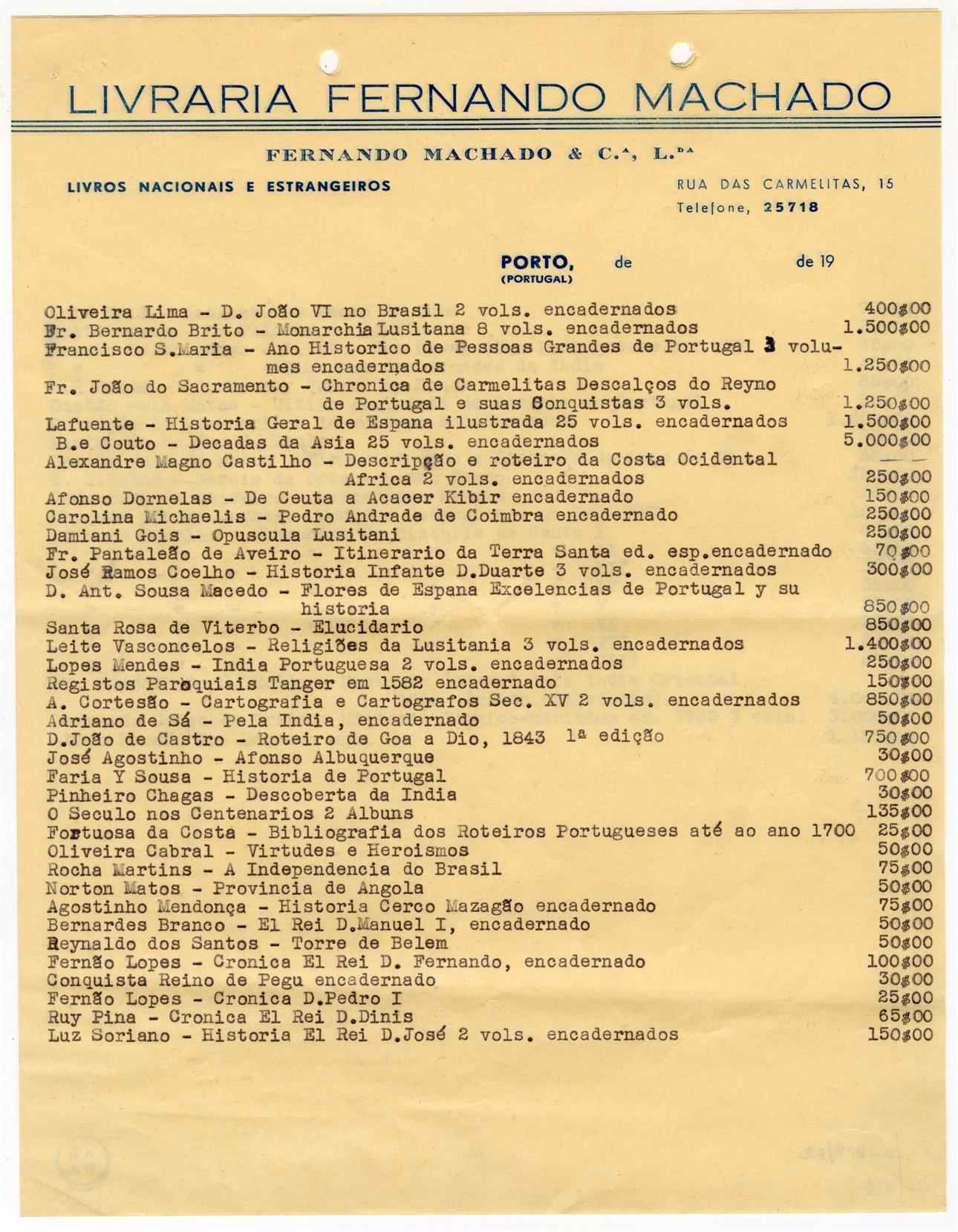 [Lista de livros da Livraria Fernando Machado]