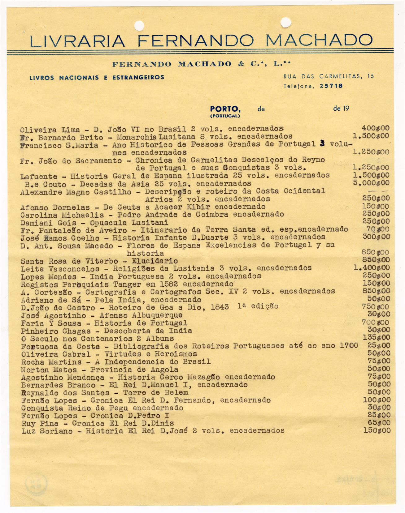 [Lista de livros da Livraria Fernando Machado]