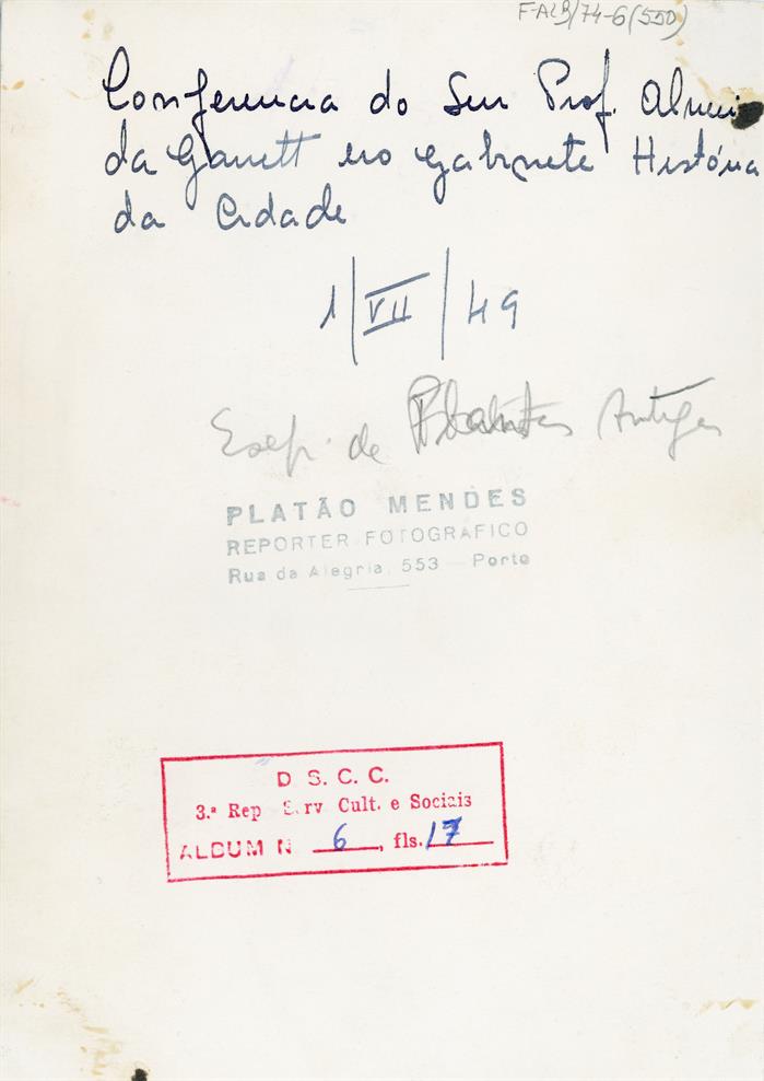Conferência do Senhor Professor Antão de Almeida Garrett no Gabinete de História da Cidade