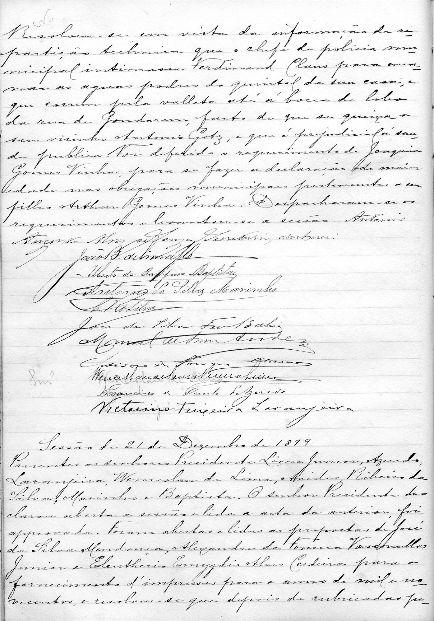 Acta de Vereação: 1899-12-21
