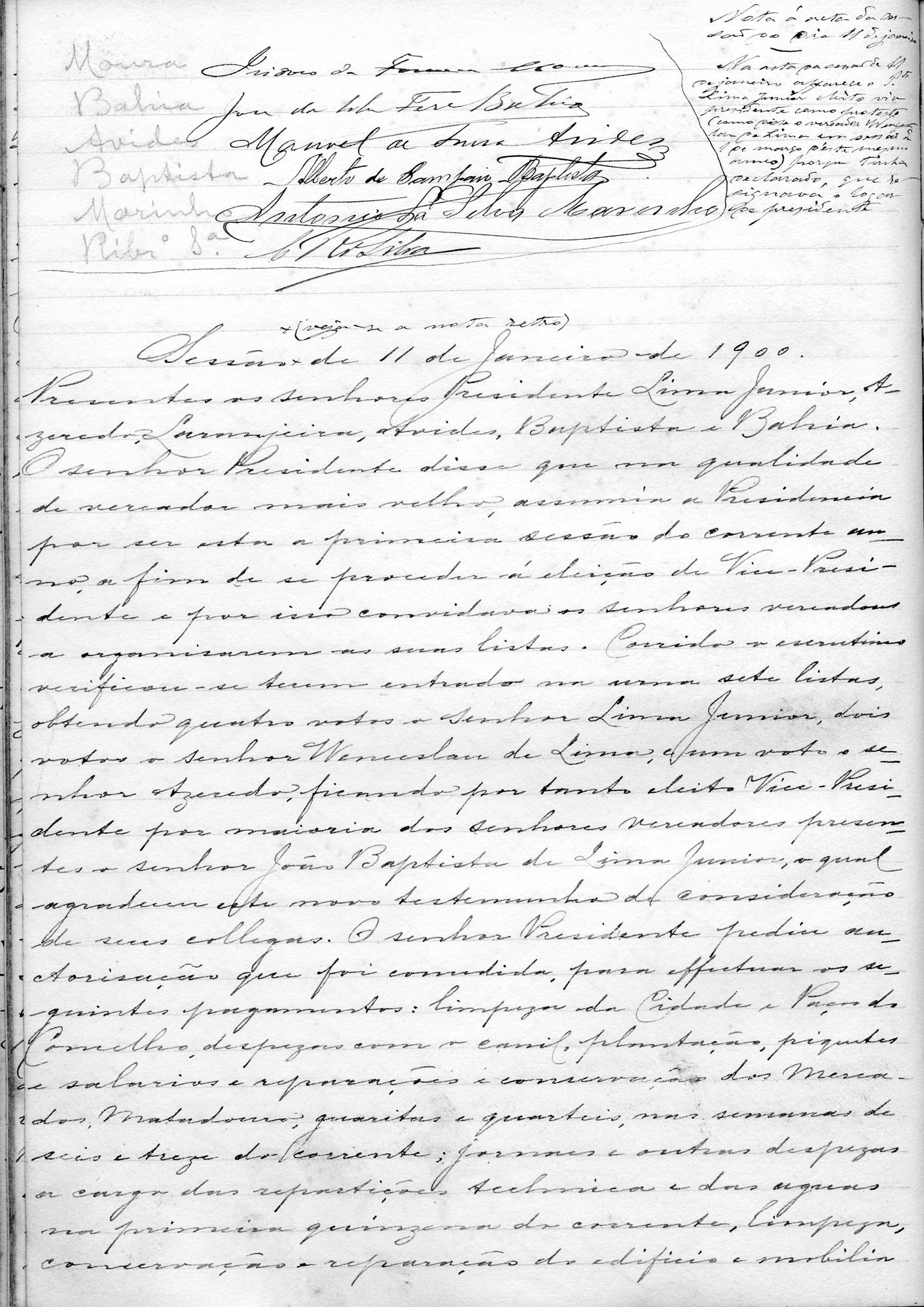 Acta de Vereação: 1900-01-11