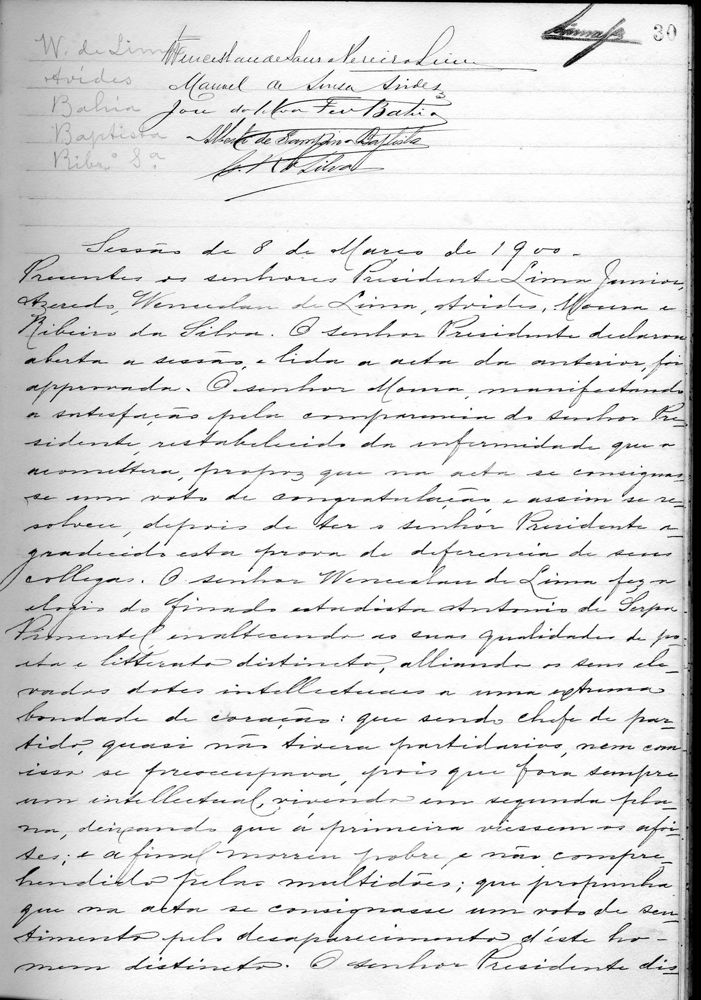 Acta de Vereação: 1900-03-08