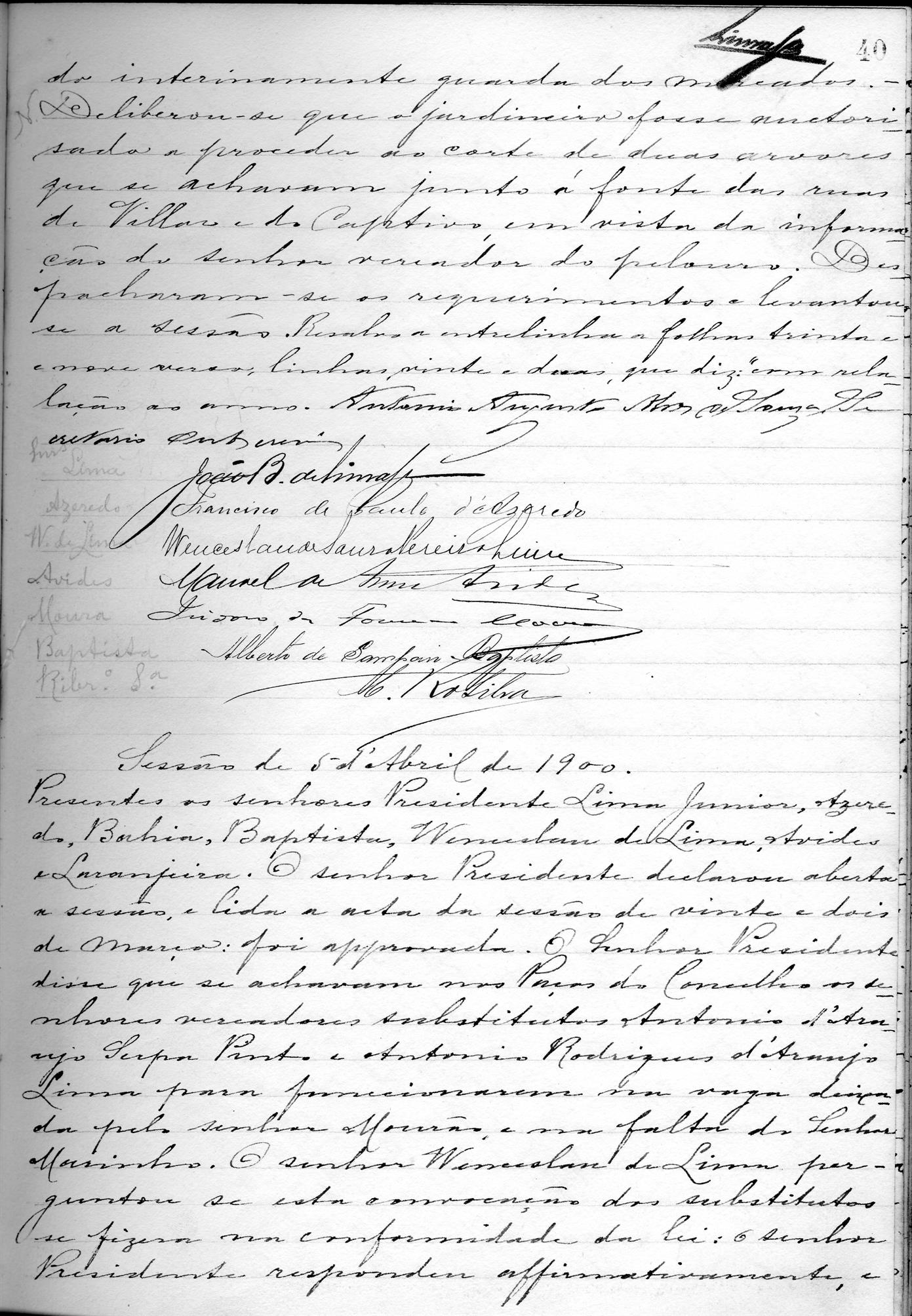 Acta de Vereação: 1900-04-05