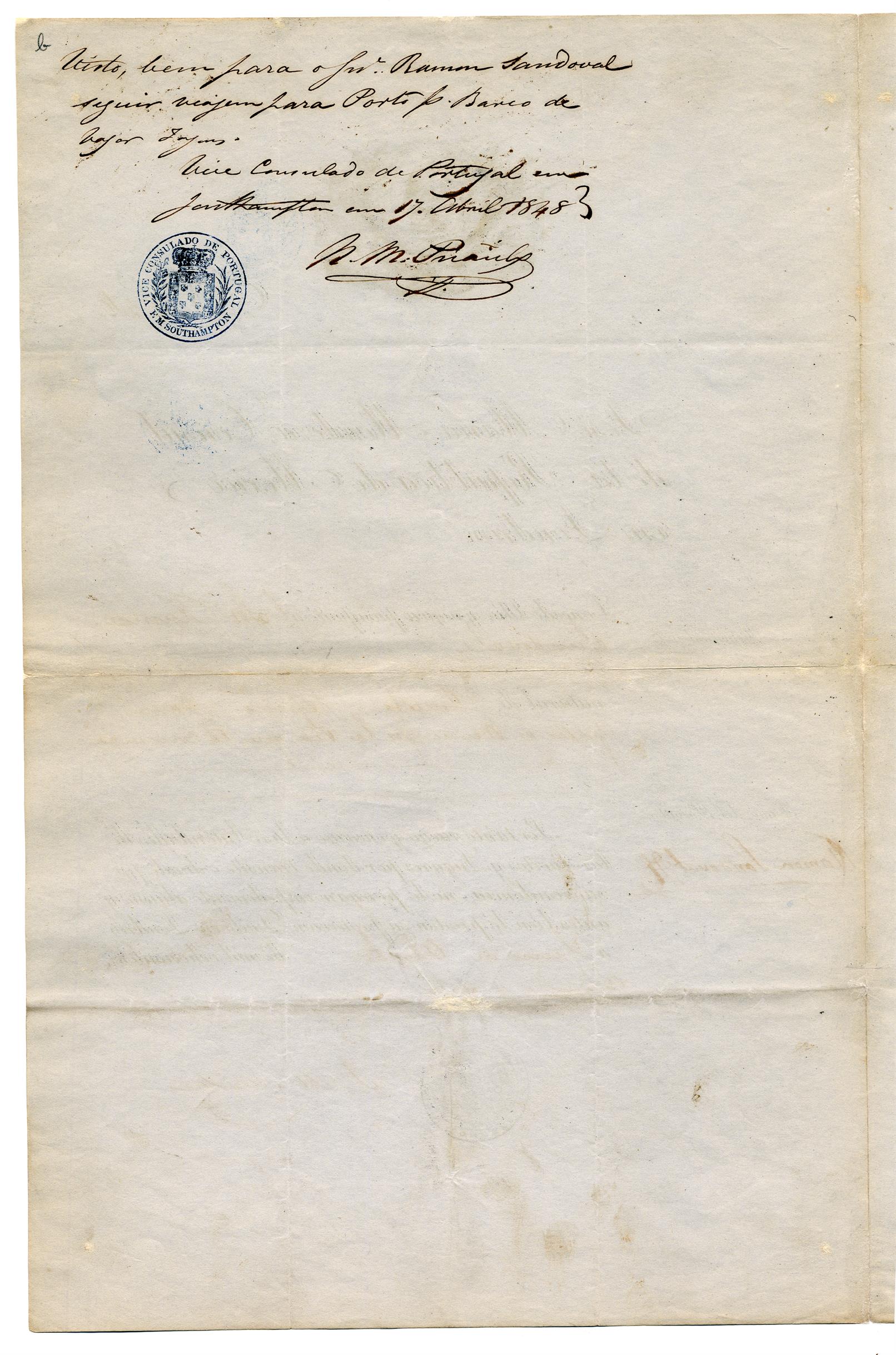 Passaporte de Ramón Sandoval