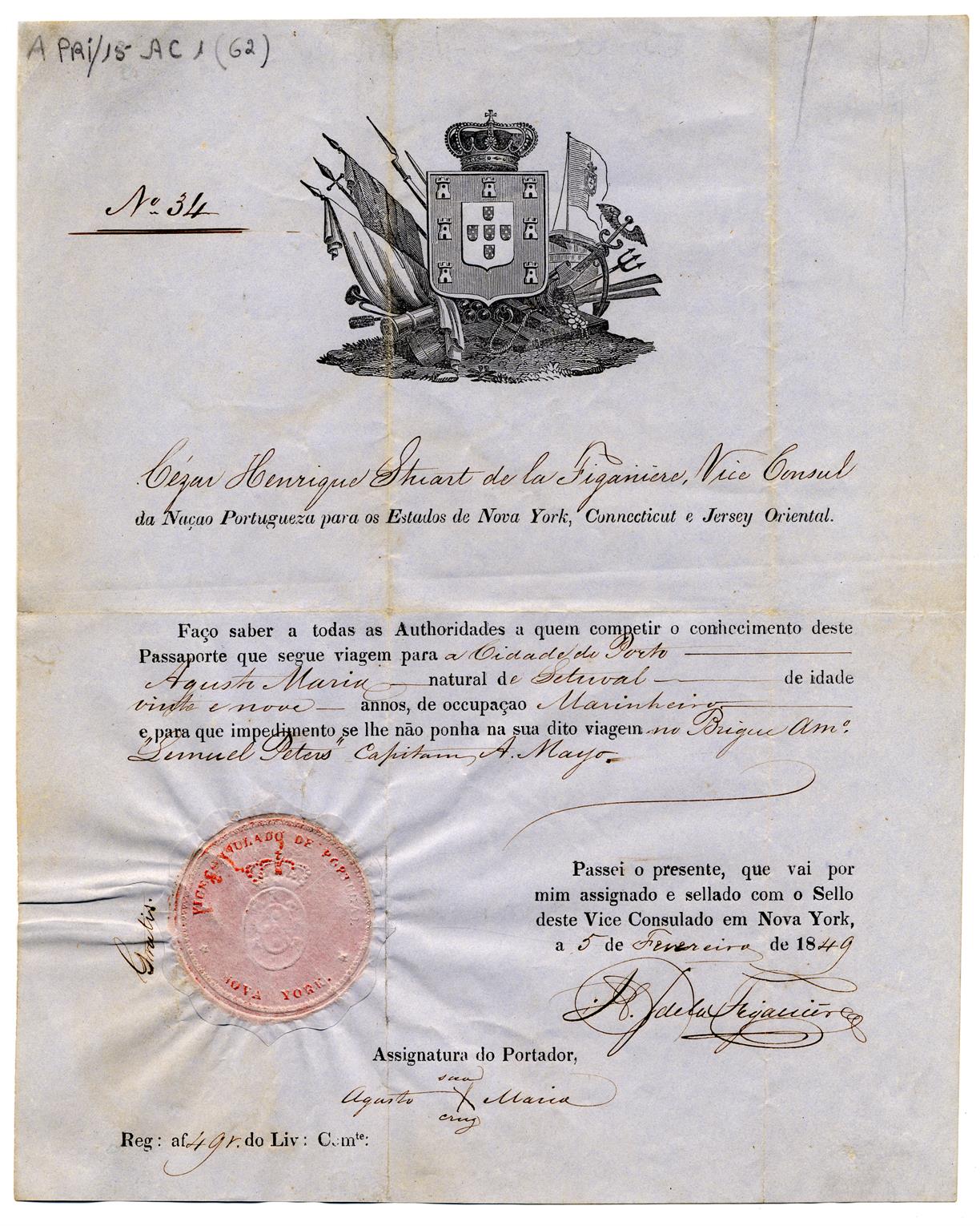 Passaporte de Augusto Maria