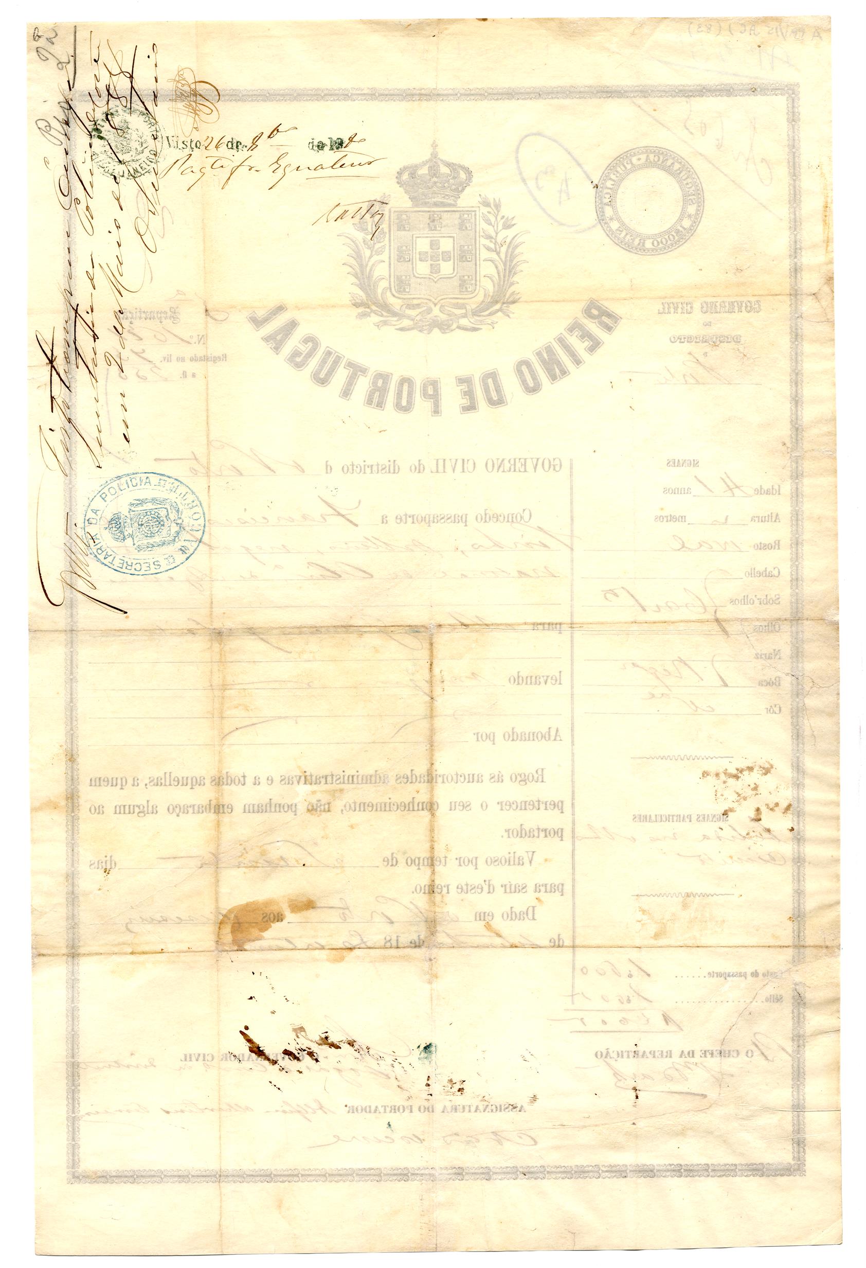 Passaporte de Francisco José de Pinho