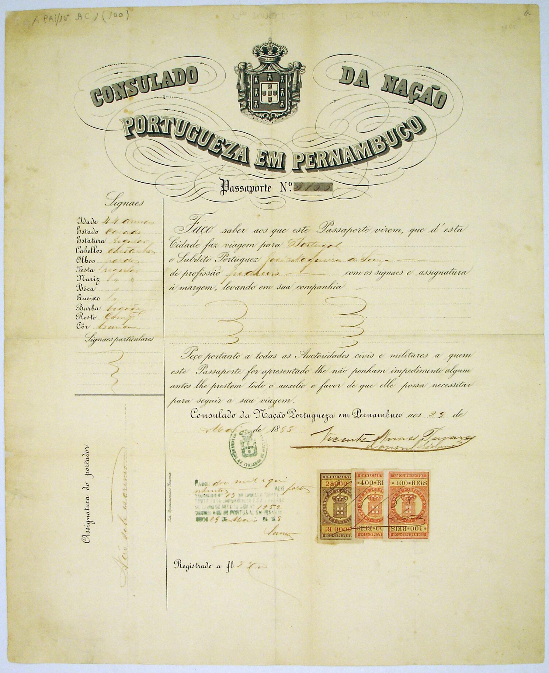 Passaporte de José Nogueira de Sousa