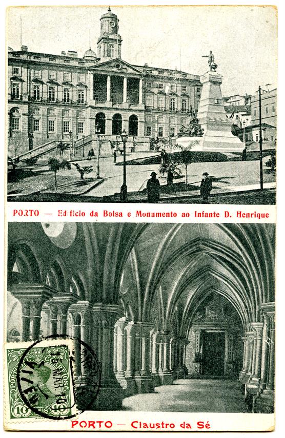 Porto : edifício da Bolsa e Monumento ao Infante Dom Henrique : claustro Sé