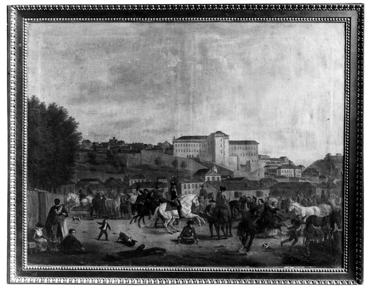 Vistas de Lisboa nos fins do século XVIII existentes no Porto : Feira dos Cavalos à entrada do Passeio Público