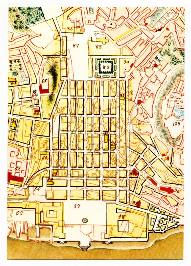 Planta topográfica de Lisboa, ca. 1780 : projecto de reconstrução da cidade posterior ao terramoto de 1755