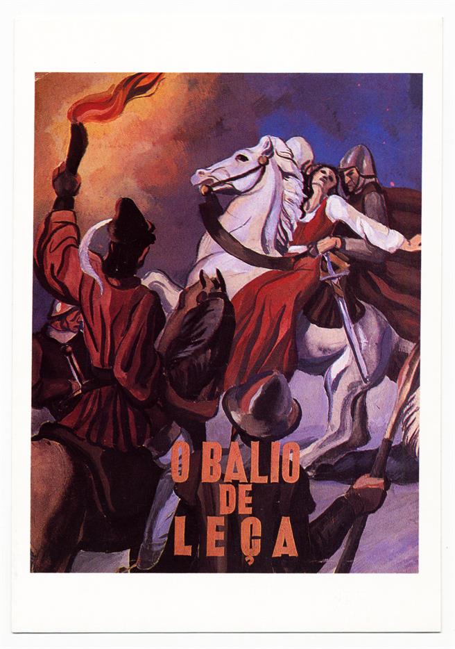 Série «Cenas do Romance Português»: Gouache de augusato Gomes para uma capa do «O Balio de Leça» de Arnaldo Gama (1828-1869): Colecção do Museu Nacional de Literatura