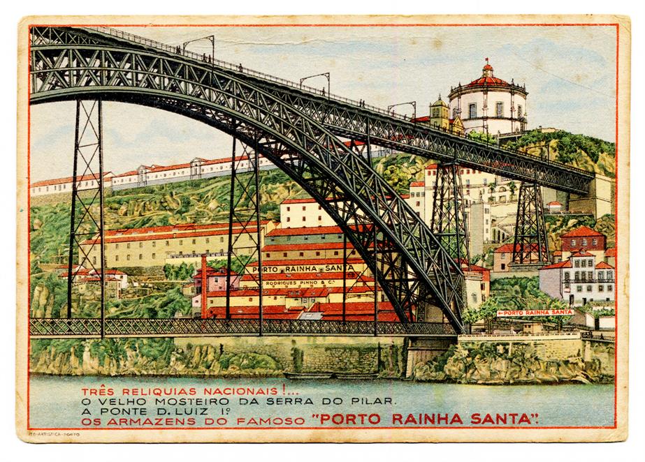 Três Relíquias Nacionais!... O velho Mosteiro da Serra do Pilar. A Ponte Dom Luiz 1.° Os Armazens do famoso Porto RAINHA SANTA