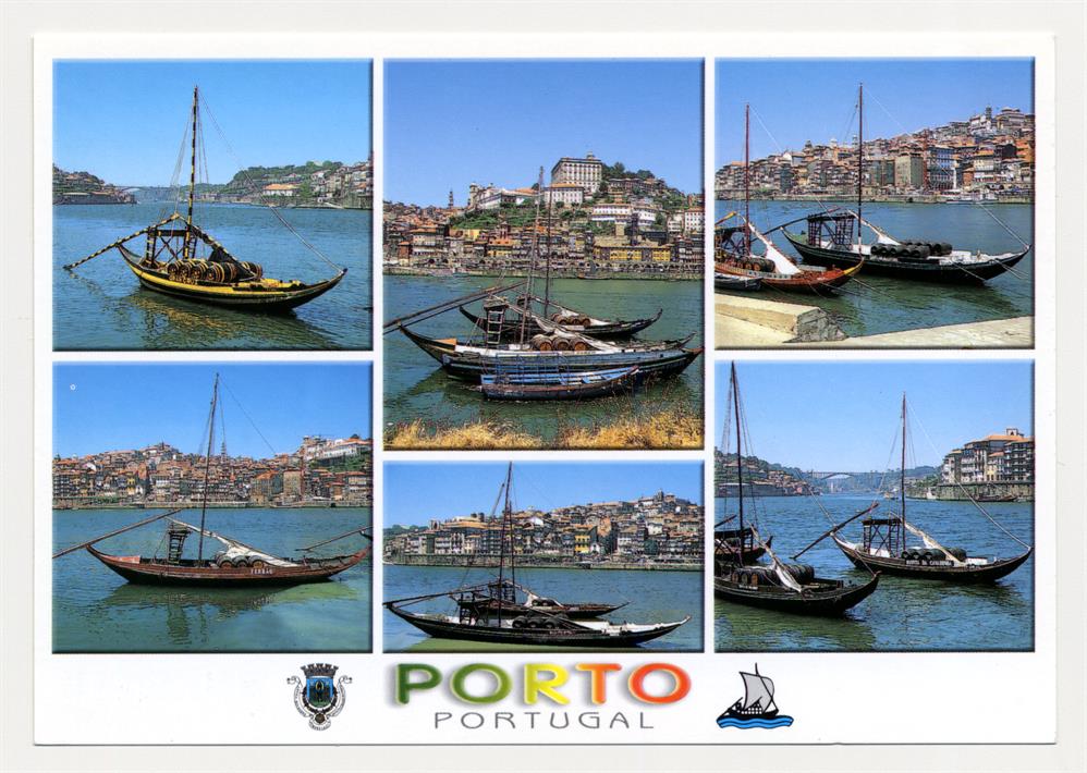 Porto : vistas Parciais da Cidade e Barcos Rabelos no Rio Douro : Costa Verde : Portugal