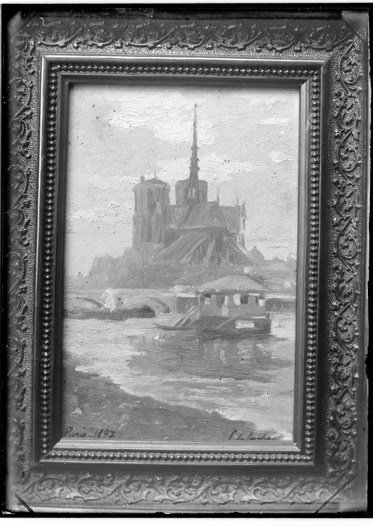 Paris : rio Sena e catedral de Notre Dame : pintura