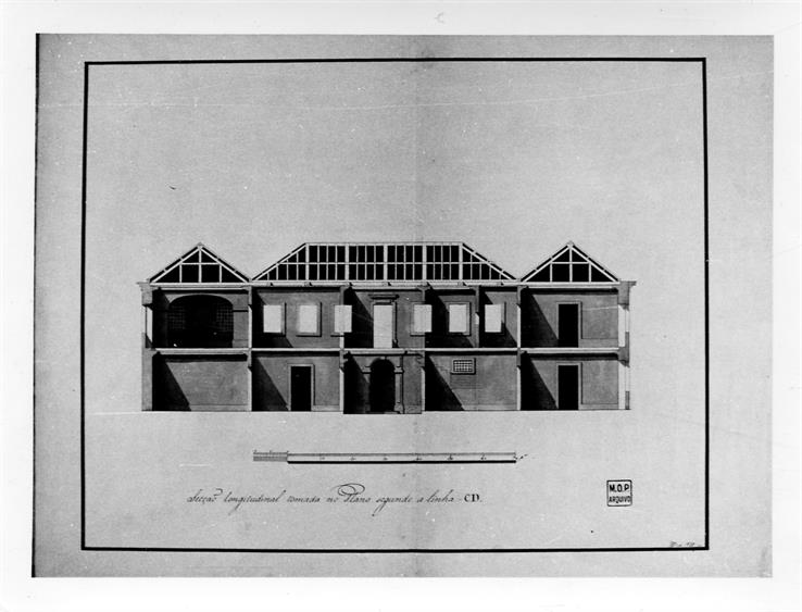 Corte longitudinal de um edifício