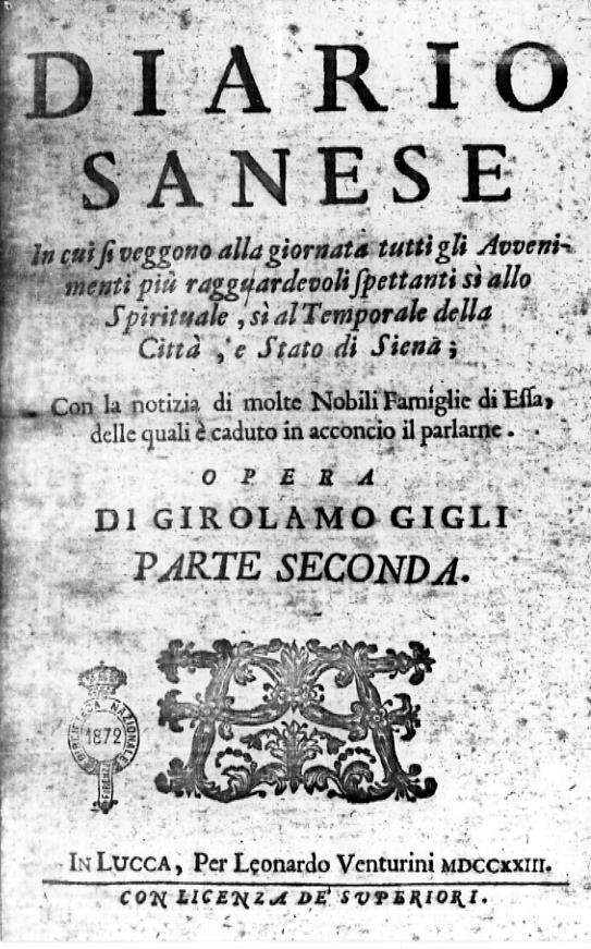 Diário Sanese : ópera de Girolamo Gigli