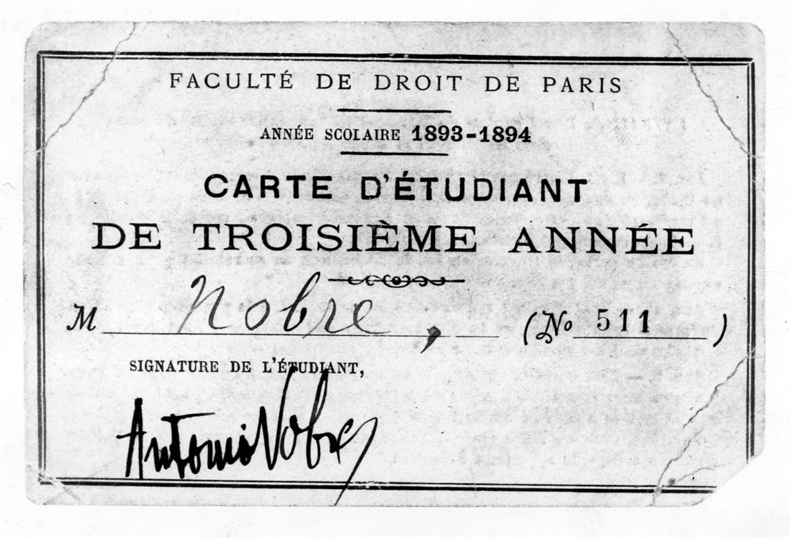 A tísica, a dor e a morte, em António Nobre : cartão de estudante da Faculdade de Direito de Paris