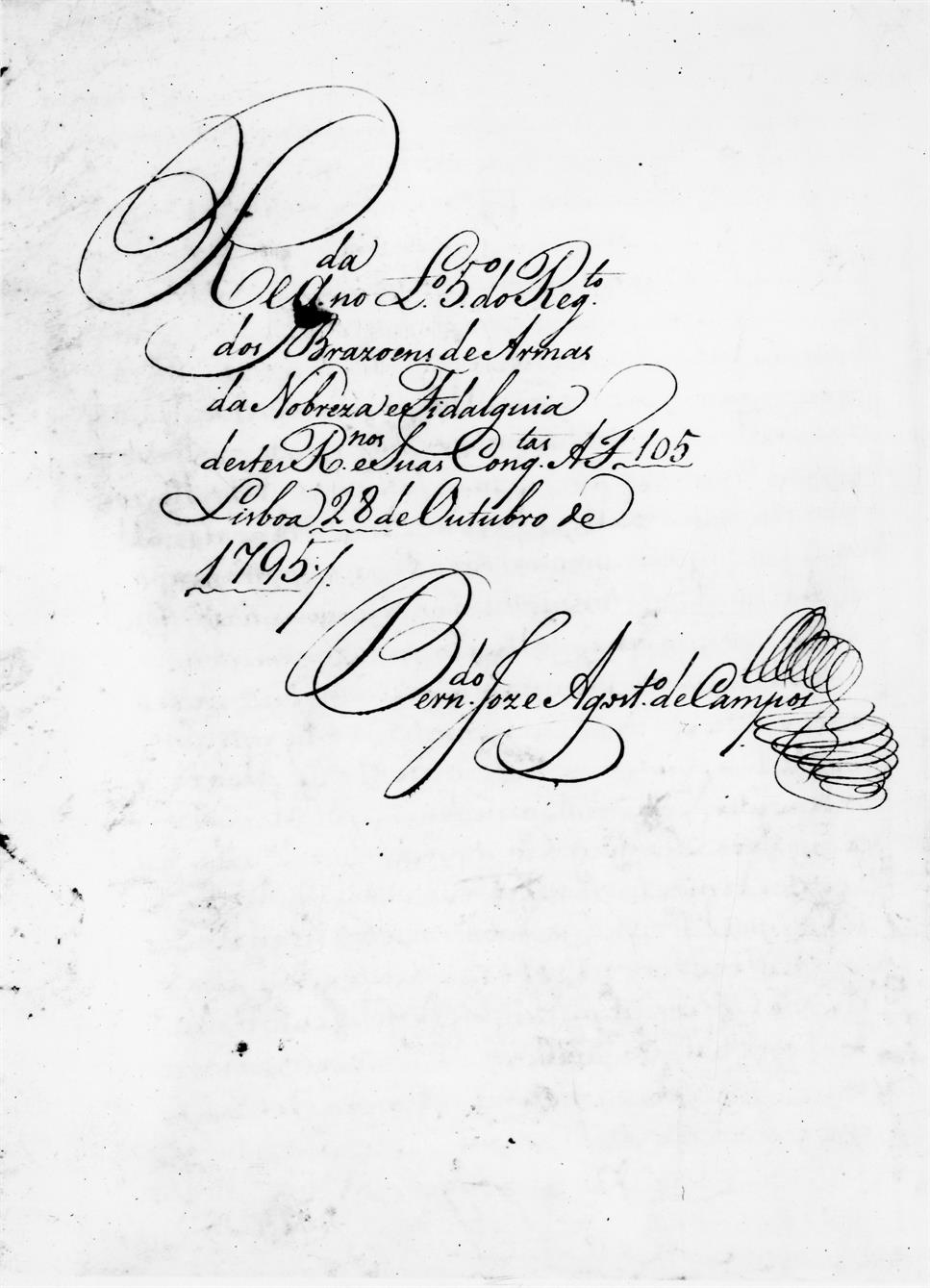 Carta de Brasão de Armas de Bernardo de Abreu Castelbranco